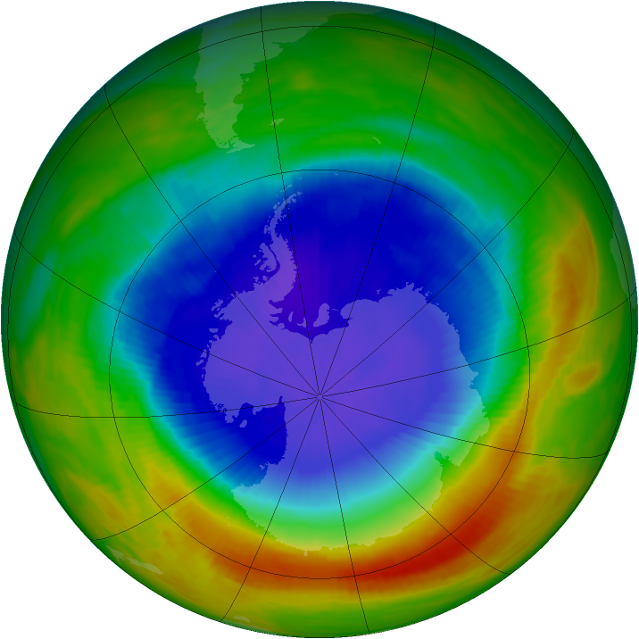 Antarctic ozone map for 22 October 1989